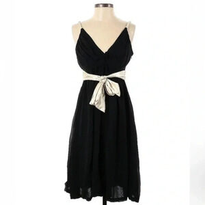 BCBGMAXAZRIA | 100% Silk Black & Cream Beaded Straps Cocktail Dress Size 2 XS